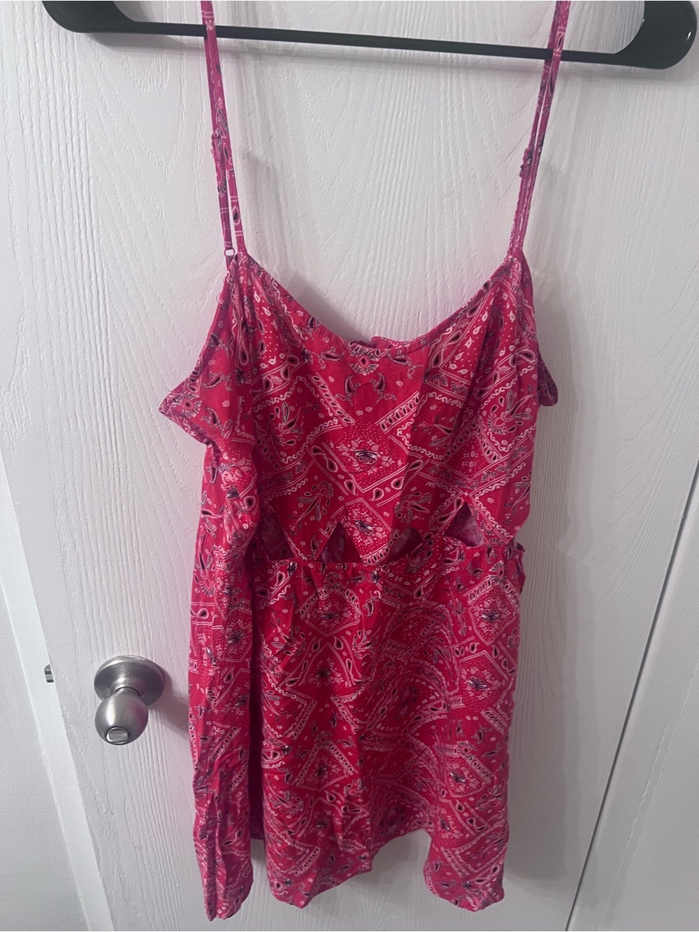 Divided Pink Paisley Ruffle-Front Spaghetti Strap Mini Dress